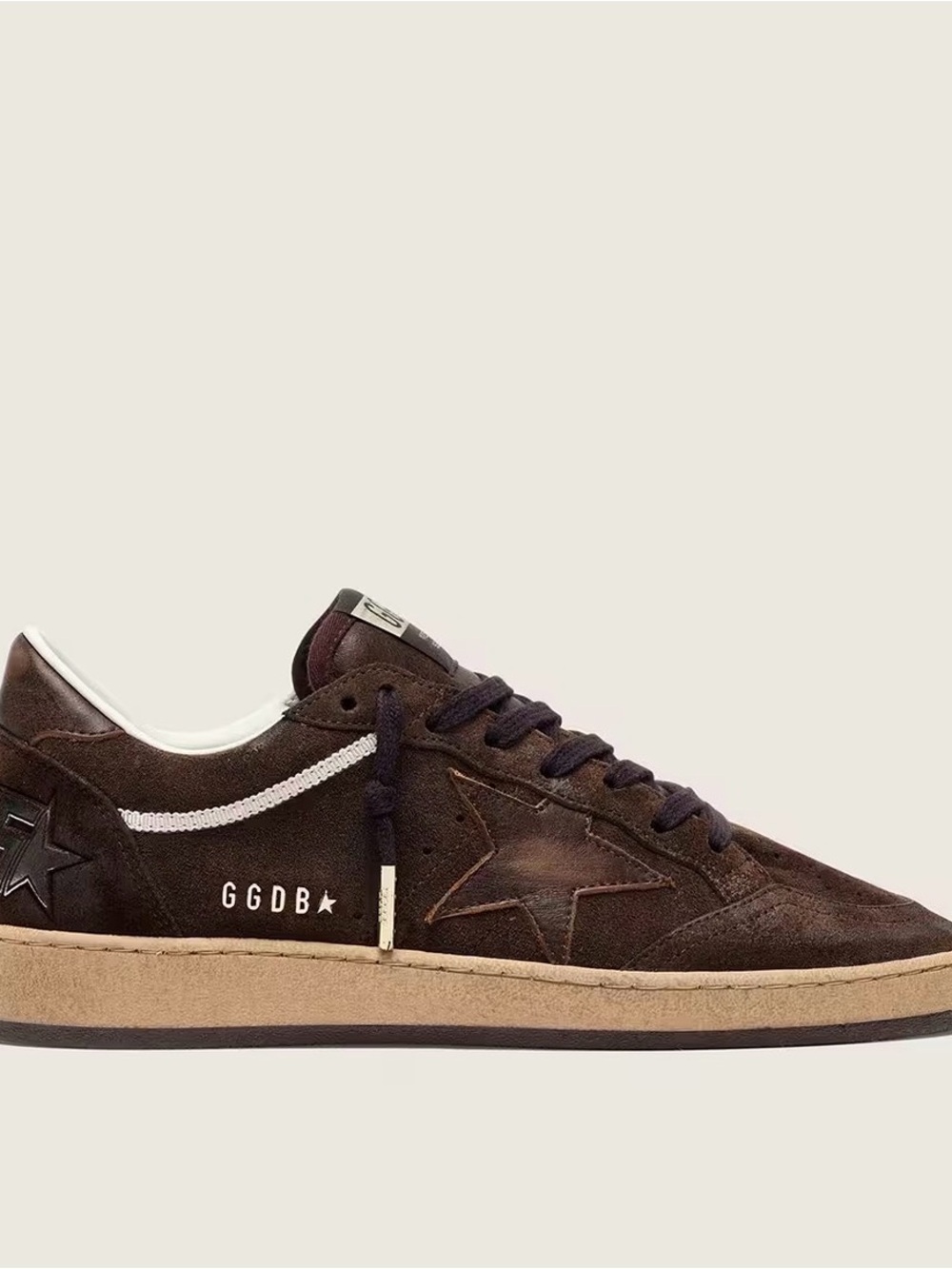 Golden Goose Ball Stars Brown Suede Sneakers with Tan Sole - Picture 1 of 3